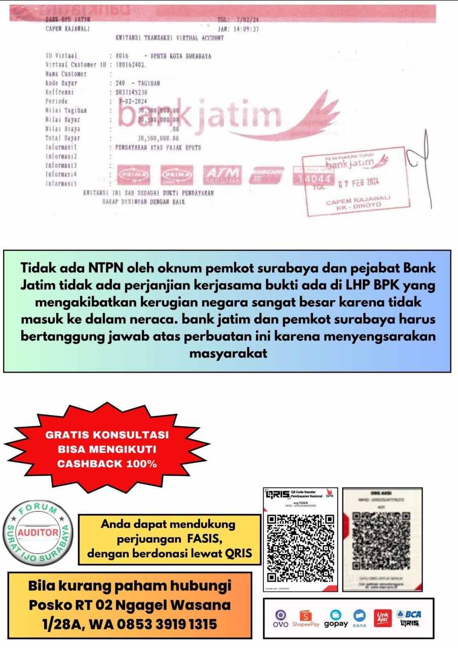 NTPN Tak Ada, 29 Tahun Bayar Pajak Dianggap Nol: FASIS Pertanyakan Ke Mana Uang Warga Surat Ijo"?"