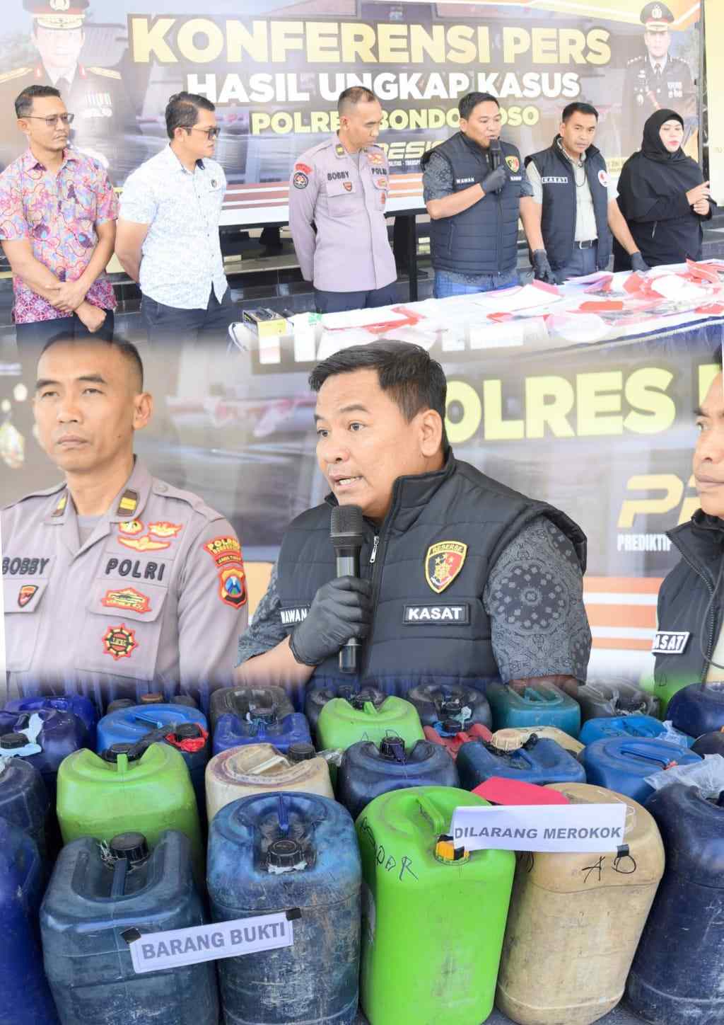 Polres Bondowoso Amankan Dua Tersangka Penimbun 1 Ton BBM Bersubsidi