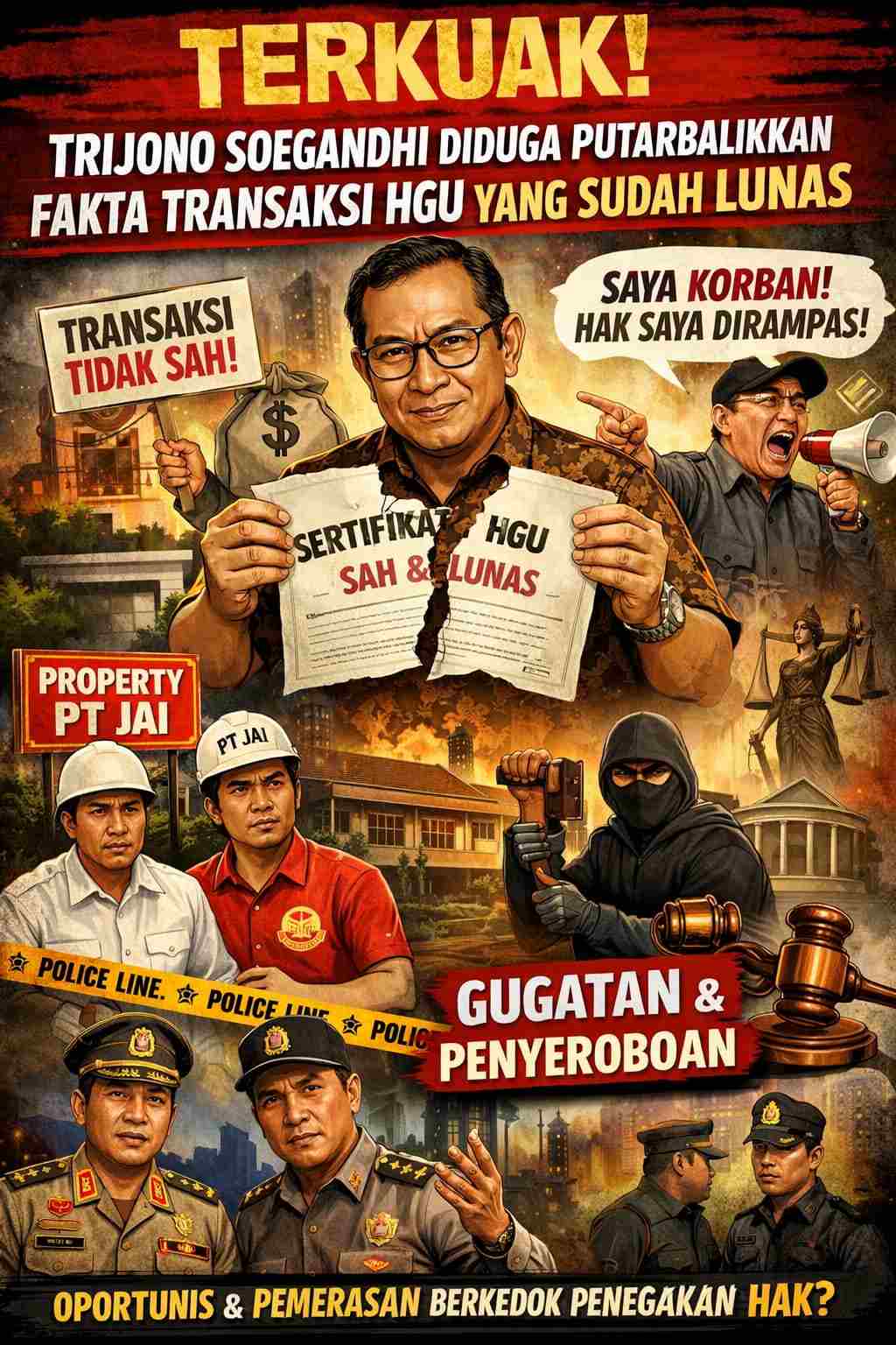 Terkuak! Trijono Soegandhi Diduga Putarbalikkan Fakta Transaksi HGU yang Sudah Lunas