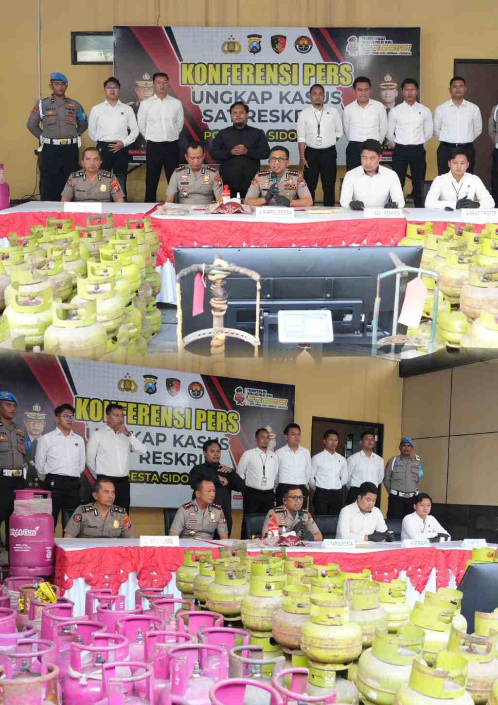 Polresta Sidoarjo Ungkap Sindikat LPG Oplosan di Rumah Kontrakan Amankan Dua Tersangka