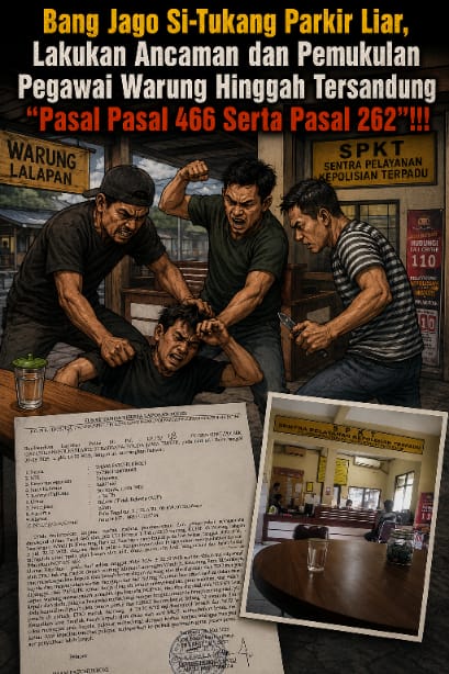 Bang Jago Si-Tukang Parkir Liar, Lakukan Ancaman dan Pemukulan Pegawai Warung Hinggah Tersandung "Pasal 466 Serta Pasal 262"!!!