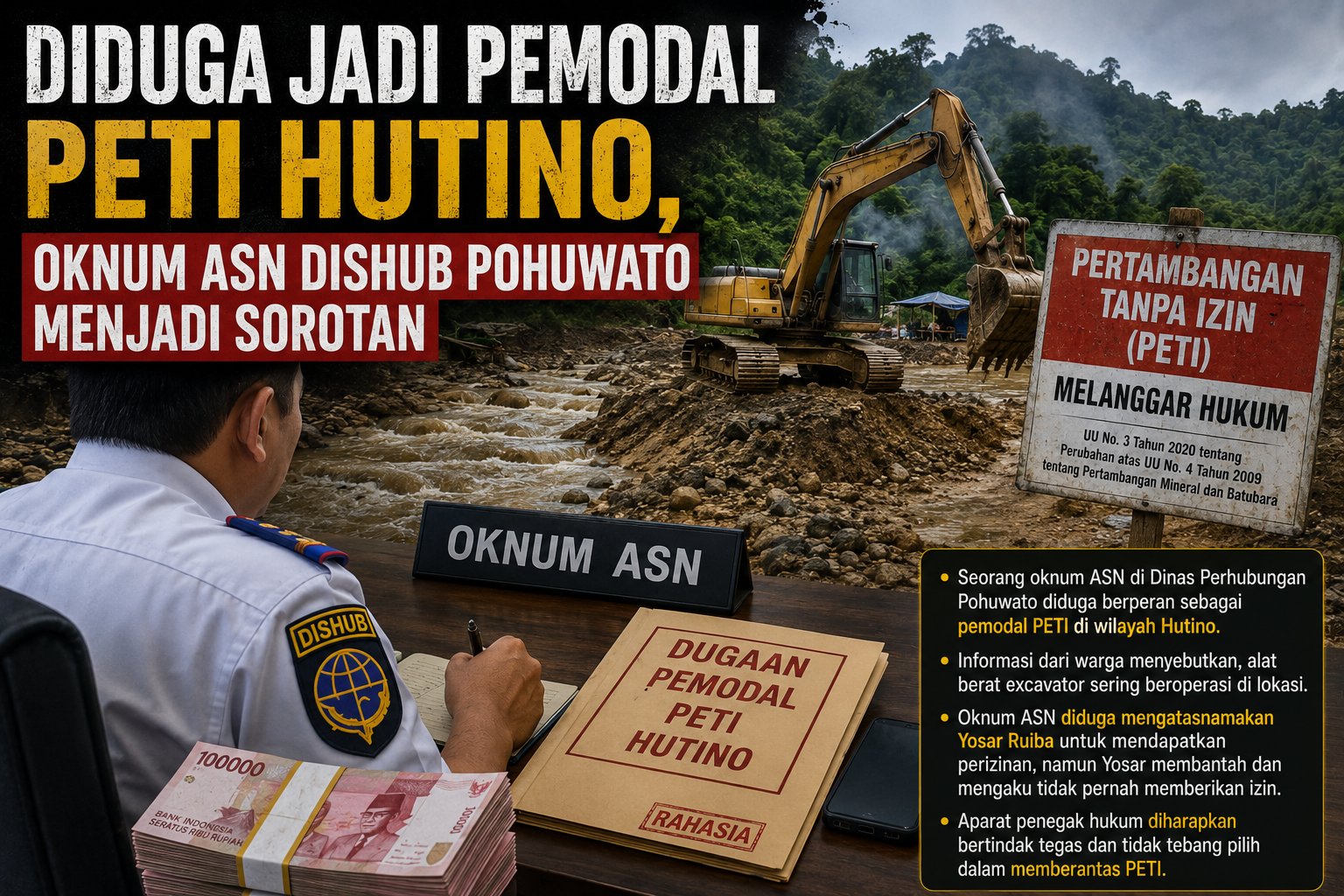 Tambang Ilegal Hutino Kembali Jadi Perhatian, Oknum ASN Diduga Berperan sebagai Pemodal