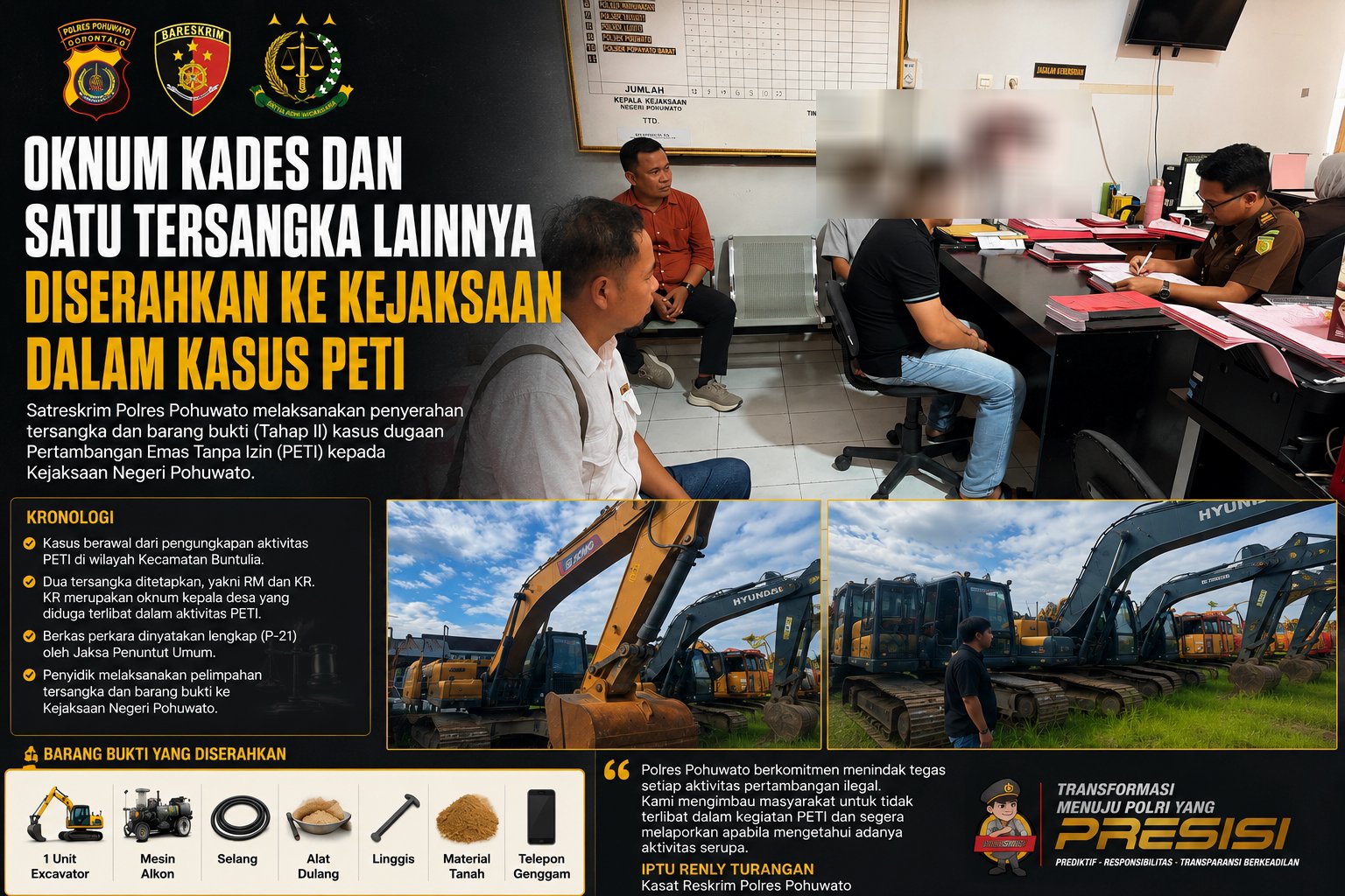 Oknum Kades dan Satu Tersangka Lainnya Diserahkan ke Kejaksaan dalam Kasus PETI